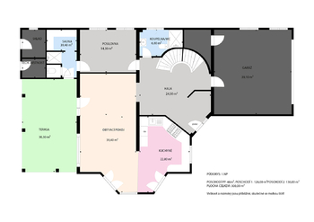 Půdorys 1.NP - Prodej domu 328 m², Praha 9 - Horní Počernice