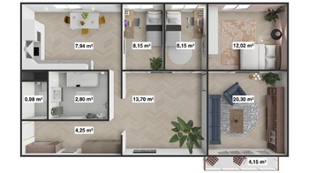 Prodej bytu 4+1 v osobním vlastnictví 88 m², České Budějovice