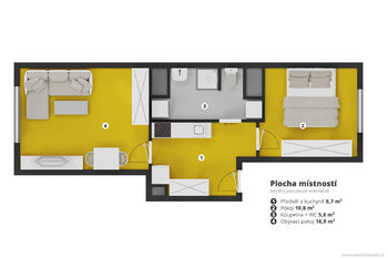 Pronájem bytu 2+1 v osobním vlastnictví 49 m², Praha 4 - Podolí