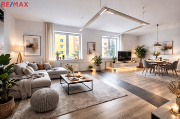 Vizualizace obývací pokoj - Prodej obchodních prostor 241 m², Hluboká nad Vltavou