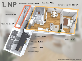Vizualizace pro případnou změnu užívání - Prodej kancelářských prostor 146 m², Praha 10 - Vršovice