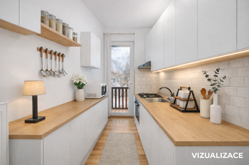 Kuchyně –⁠⁠⁠⁠⁠⁠ vizualizace - Prodej bytu 3+1 v osobním vlastnictví 70 m², Strakonice