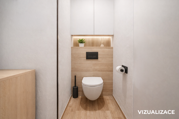WC –⁠⁠⁠⁠⁠⁠ vizualizace - Prodej bytu 3+1 v osobním vlastnictví 70 m², Strakonice