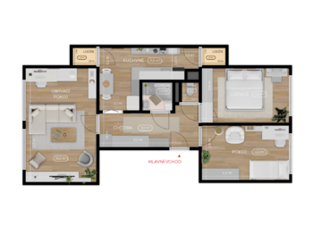 Půdorys - Prodej bytu 3+1 v osobním vlastnictví 70 m², Strakonice