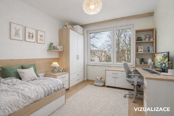 Dětský pokoj –⁠⁠⁠⁠⁠⁠ vizualizace - Prodej bytu 3+1 v osobním vlastnictví 70 m², Strakonice