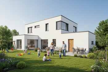 VIZUALIZACE DOMU PODLE PROJEKTU - Prodej pozemku 697 m², Praha 9 - Horní Počernice