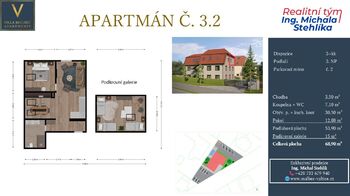 KARTA APARTMÁNU - Prodej bytu 3+kk v osobním vlastnictví 54 m², Valtice