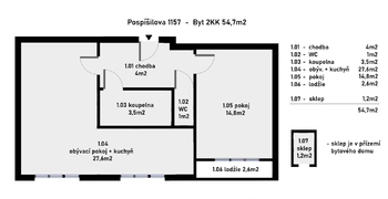 Pronájem bytu 2+kk v osobním vlastnictví 55 m², Hradec Králové