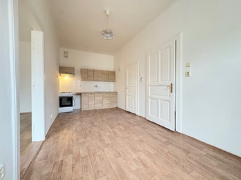 Obývací pokoj s kuchyňským koutem - Pronájem bytu 2+kk v osobním vlastnictví 50 m², Praha 8 - Libeň 