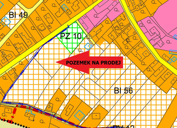Územní plán - hlavní výkres. - Prodej pozemku 1084 m², Tišice