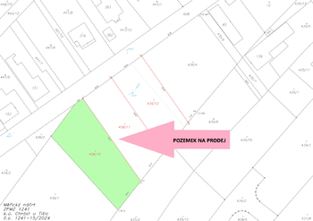 Geometrický plán rozdělení pozemků.  - Prodej pozemku 1084 m², Tišice