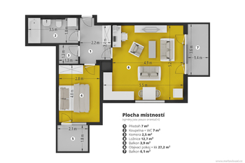 Prodej bytu 2+kk v osobním vlastnictví 84 m², Praha 9 - Letňany