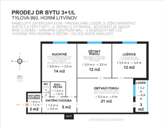 Prodej bytu 3+1 v družstevním vlastnictví 70 m², Litvínov