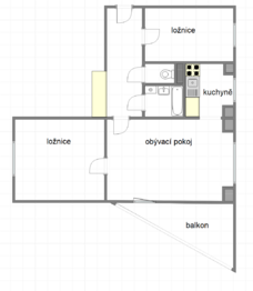 plánek - Prodej bytu 3+1 v osobním vlastnictví 63 m², Praha 4 - Nusle