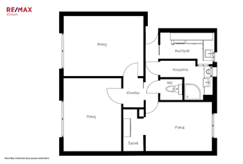 Plánek bytu - Pronájem bytu 3+1 v osobním vlastnictví 55 m², Praha 6 - Dejvice
