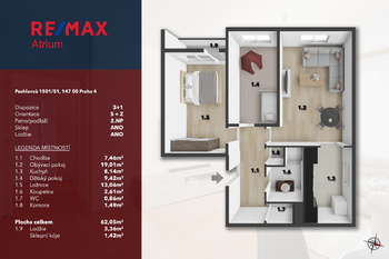 Prodej bytu 3+1 v družstevním vlastnictví 67 m², Praha 4 - Braník