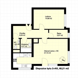 Pronájem bytu 2+kk v osobním vlastnictví 62 m², Benešov