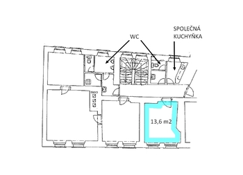 Půdorys - Pronájem kancelářských prostor 14 m², Praha 1 - Malá Strana
