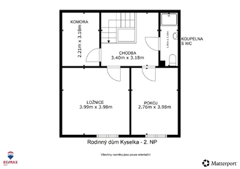 Půdorys 2. NP - Prodej domu 111 m², Kyselka