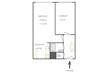 Pronájem bytu 2+kk v osobním vlastnictví 45 m², Praha 9 - Černý Most