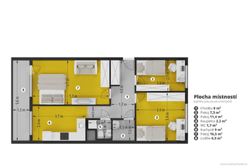Pronájem bytu 3+1 v osobním vlastnictví 69 m², Praha 9 - Střížkov