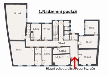 Prodej kancelářských prostor 818 m², Bílina