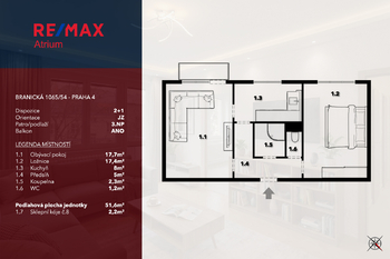 Prodej bytu 2+1 v osobním vlastnictví 56 m², Praha 4 - Braník