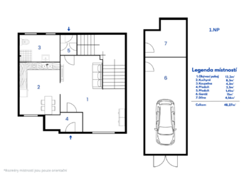 půdorys 1.NP - Prodej domu 80 m², Praha 4 - Záběhlice