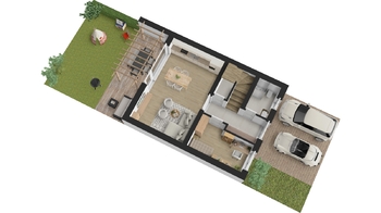 Půdorys domu - přízemí - Prodej domu 134 m², Opatovice nad Labem