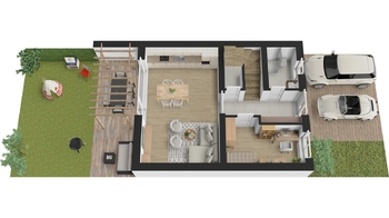 Půdorys - přízemí - Prodej domu 134 m², Opatovice nad Labem