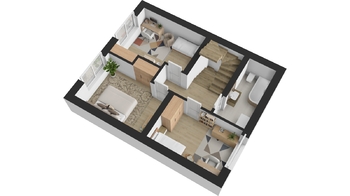 Půdorys patro - Prodej domu 134 m², Opatovice nad Labem