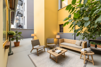 Vizualizace dvora - Prodej obchodních prostor 60 m², Praha 8 - Karlín