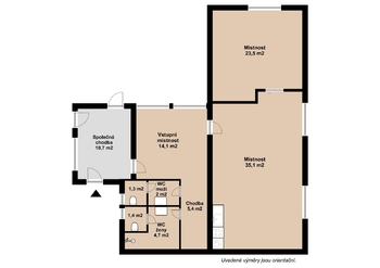 Půdorys bytu - Pronájem bytu 2+kk v osobním vlastnictví 88 m², Ostrava