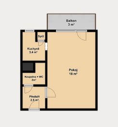2D - Pronájem bytu 1+1 v osobním vlastnictví 28 m², Brno