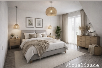 Vizualizace Ložnice - Prodej bytu 2+1 v osobním vlastnictví 53 m², Herálec