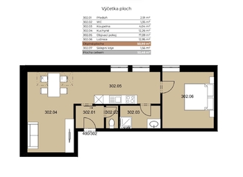 Prodej bytu 2+1 v osobním vlastnictví 53 m², Herálec
