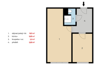 Prodej bytu 2+kk v družstevním vlastnictví 42 m², Praha 9 - Prosek
