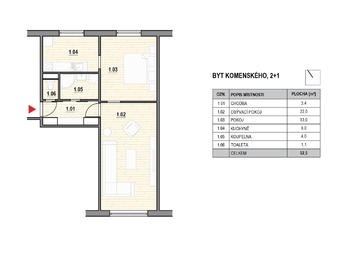 Prodej bytu 2+1 v osobním vlastnictví 57 m², Adamov