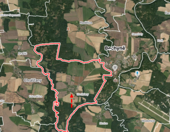 Pozemky, umístění - Prodej pozemku 671 m², Bechyně