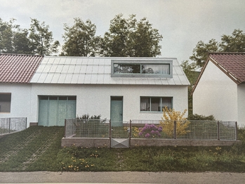 Vizualizace štítu domu s novým vstupem - Prodej domu 210 m², Bohuslavice u Zlína