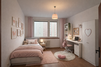 1. pokoj - vizualizace dětský pokoj - Prodej bytu 4+1 v osobním vlastnictví 85 m², Brno