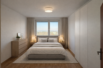 3. pokoj - vizualizace ložnice - Prodej bytu 4+1 v osobním vlastnictví 85 m², Brno