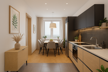 vizualizace kuchyně - Prodej bytu 4+1 v osobním vlastnictví 85 m², Brno