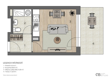 Pronájem bytu 1+kk v osobním vlastnictví 43 m², Praha 9 - Kbely