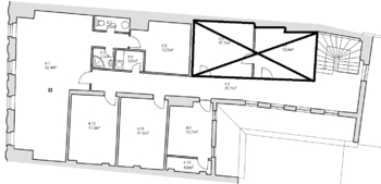 půdorys - Pronájem kancelářských prostor 34 m², Jihlava