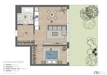 Pronájem bytu 2+kk v osobním vlastnictví 51 m², Praha 9 - Letňany