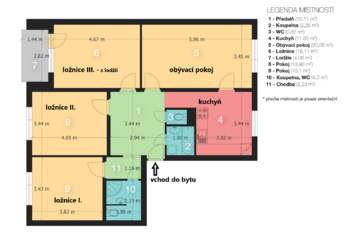 Půdorys - Prodej bytu 4+1 v osobním vlastnictví 104 m², Praha 4 - Háje