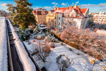 Výhled z dámské ložnice - Prodej domu 464 m², Praha 10 - Vinohrady