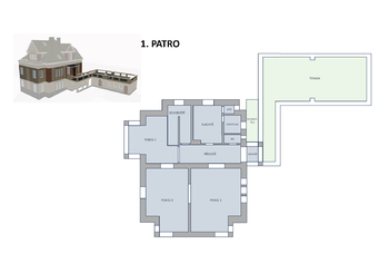 Půdorys 1. patro - Prodej domu 464 m², Praha 10 - Vinohrady