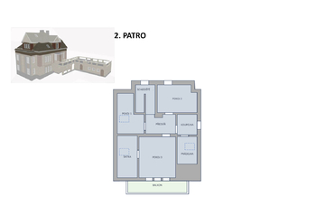 Půdorys 2. patro - Prodej domu 464 m², Praha 10 - Vinohrady